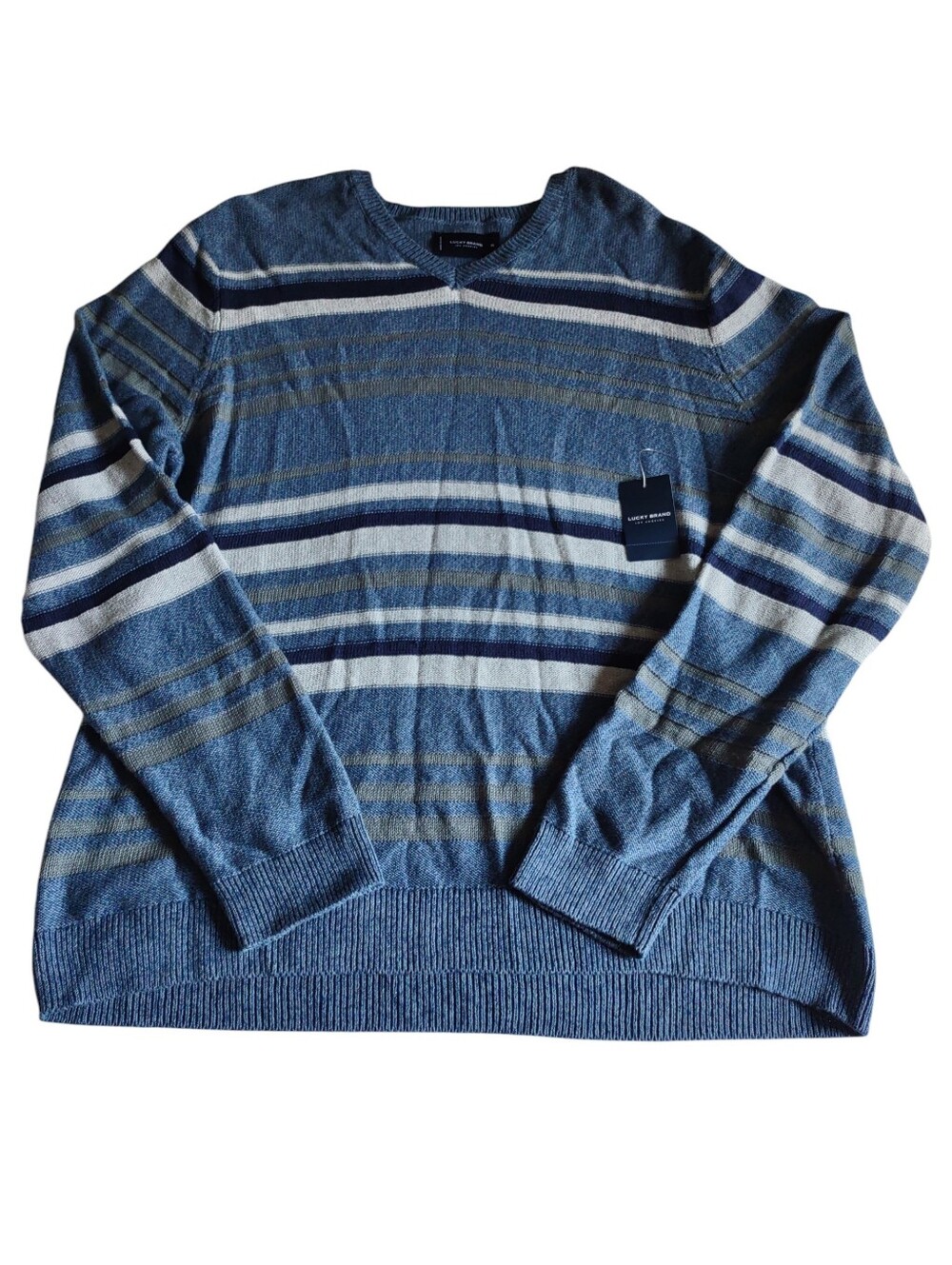 Lucky Brand XL Linen Blend Blue Sweater